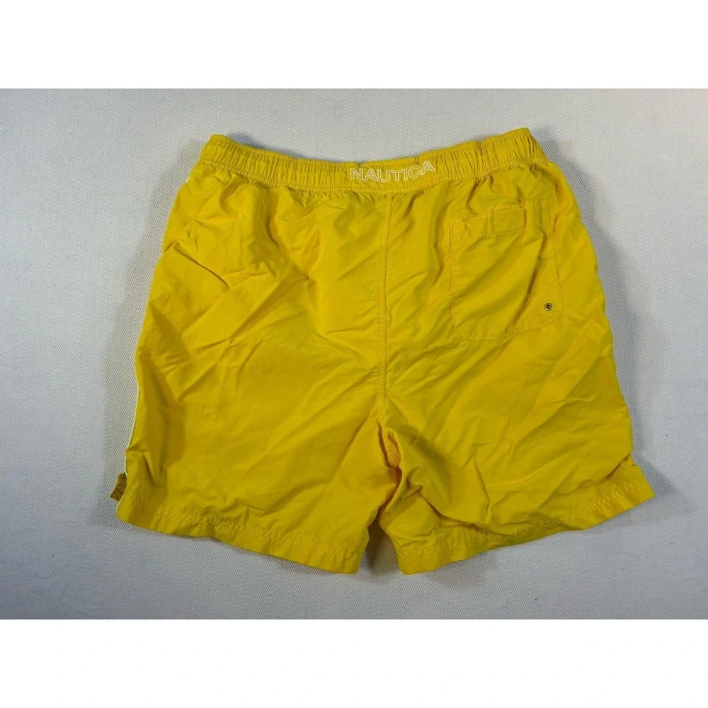Nautica Swim Trunks Mens Large Yellow Mesh Lined Pockets Beach‎ Shorts